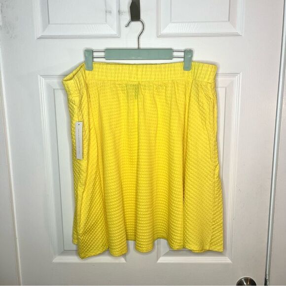Modcloth Winner's Circle Skater Skirt Textured Mini Skirt Yellow ALine 1X NWT - Picture 10 of 13